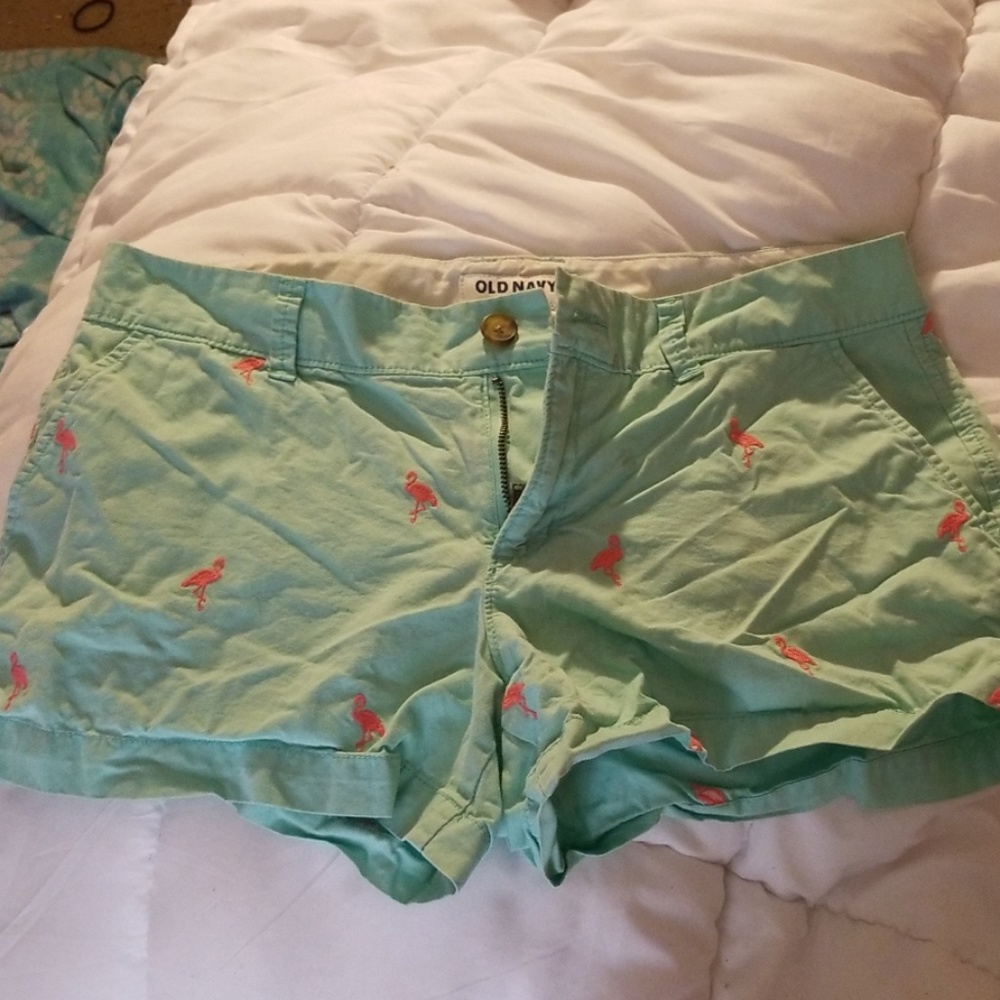 Mint green and pink flamingo shorts old navy